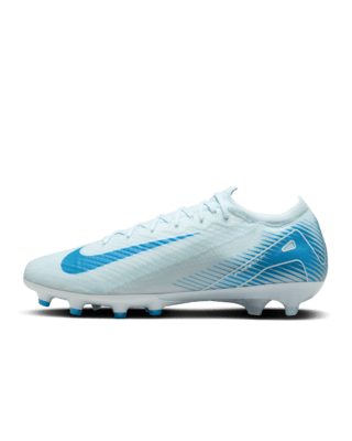 Blue and white soccer cleats on sale